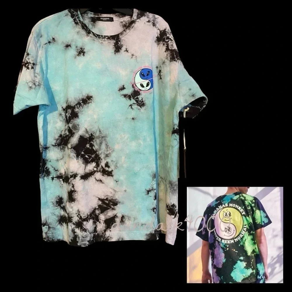 BANANAS MONKEY NEVER BEEN NORMAL YIN YANG TIE DYE PRINT T-SHIRT M